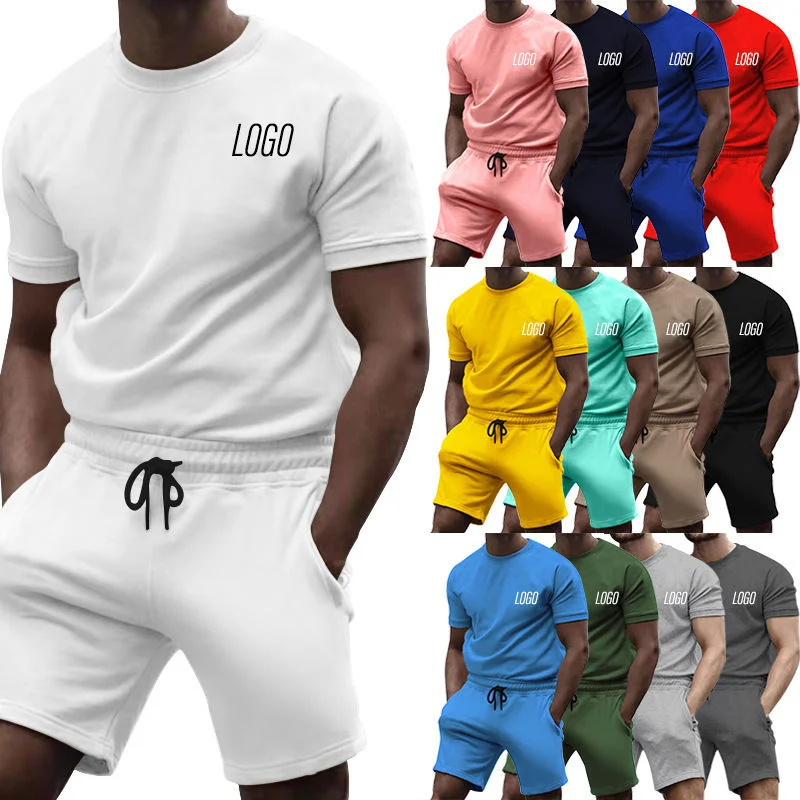 Custom Logo Tracksuit Private Label Sweat Track Suit Set Shorts Summer Men T Shirt and Short Set for Men