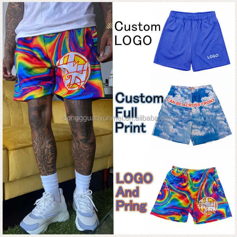 Double Layer Mesh Shorts Custom Logo Casual Gym Sport Mesh Basketball Short Polyester Sweat Summer Shorts for Men