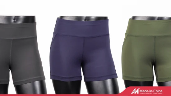 Einfarbige, hüfthebende, schweißabsorbierende, mehrfarbige, kurze Yoga-Hose für Damen, Sport-Yoga